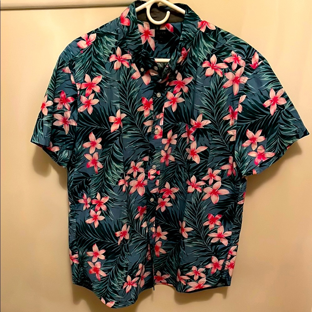 JCrew Floral Blue & Pink Men's SS Shirt